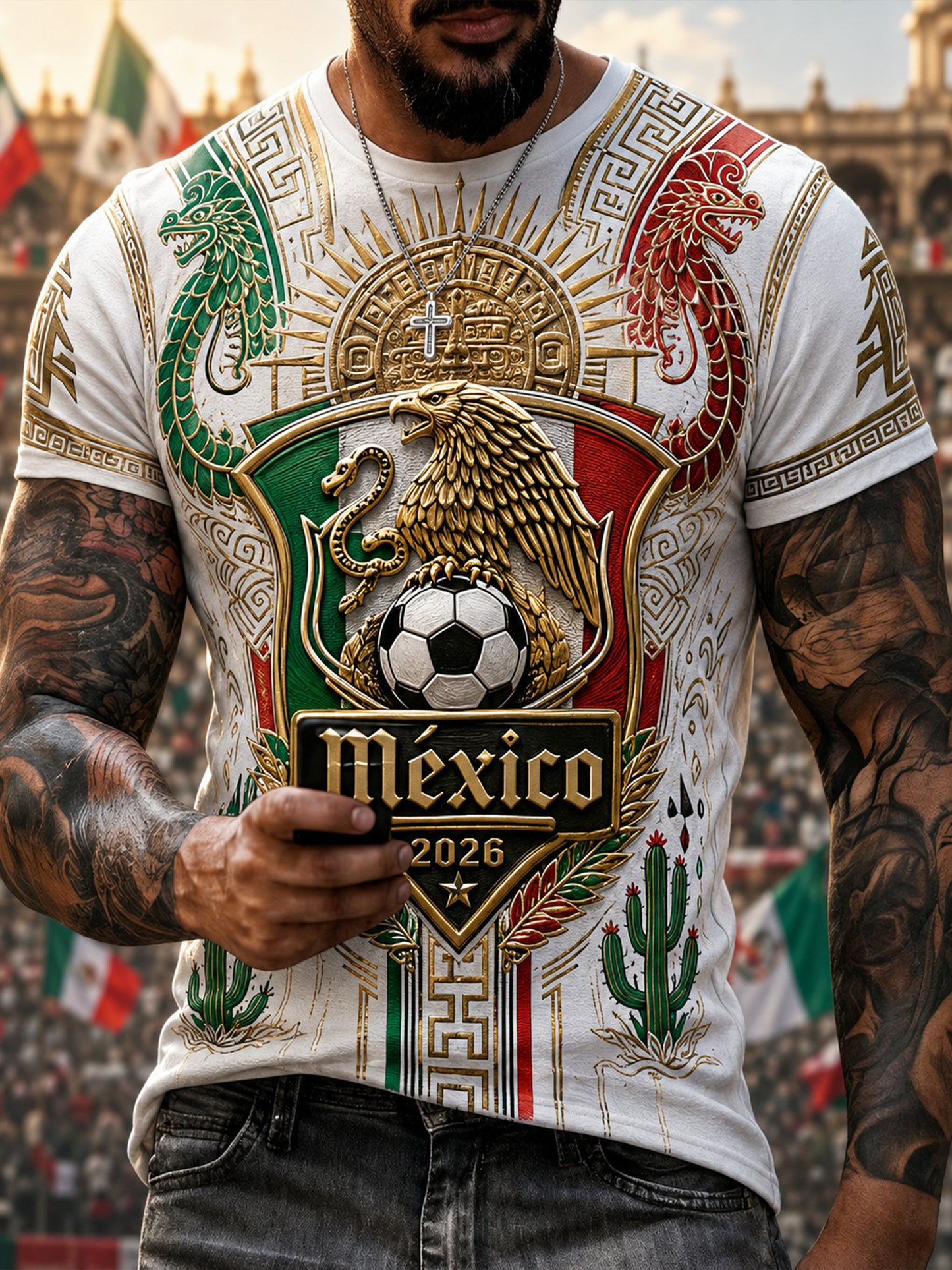 Men's Mexican Football Match Cheering Art Print T-Shirt