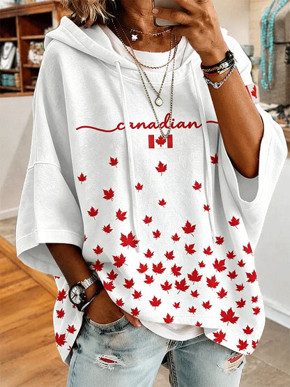 Women's Canada Print Casual Hoodie