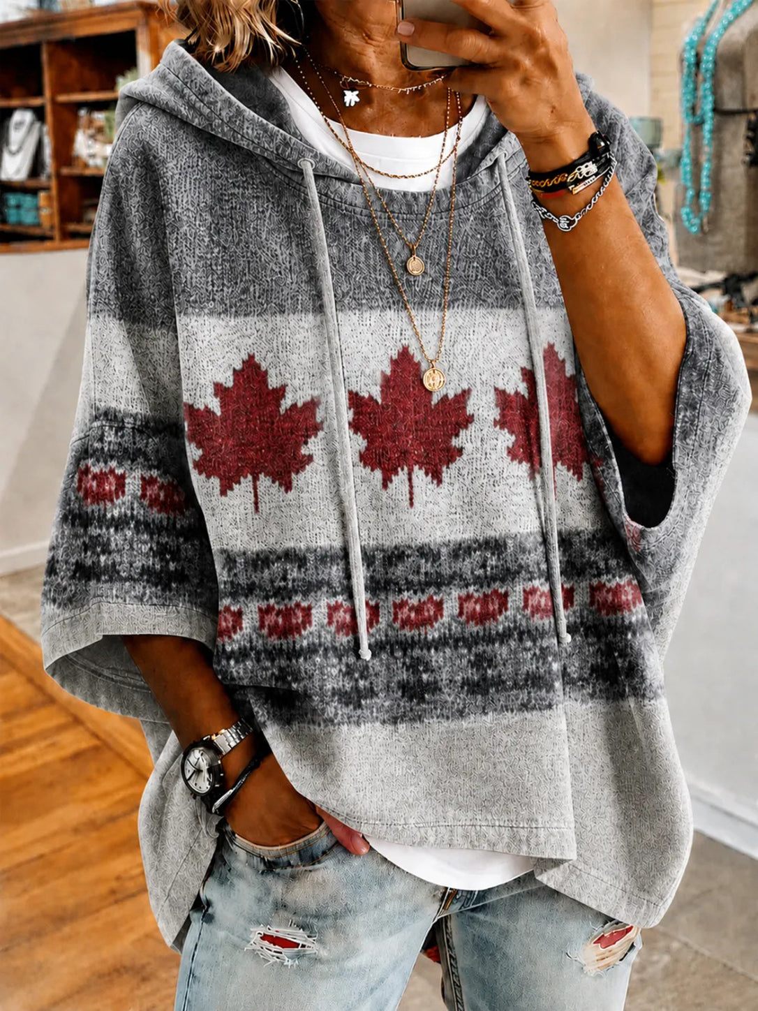 Women's Canada Print Casual Hoodie
