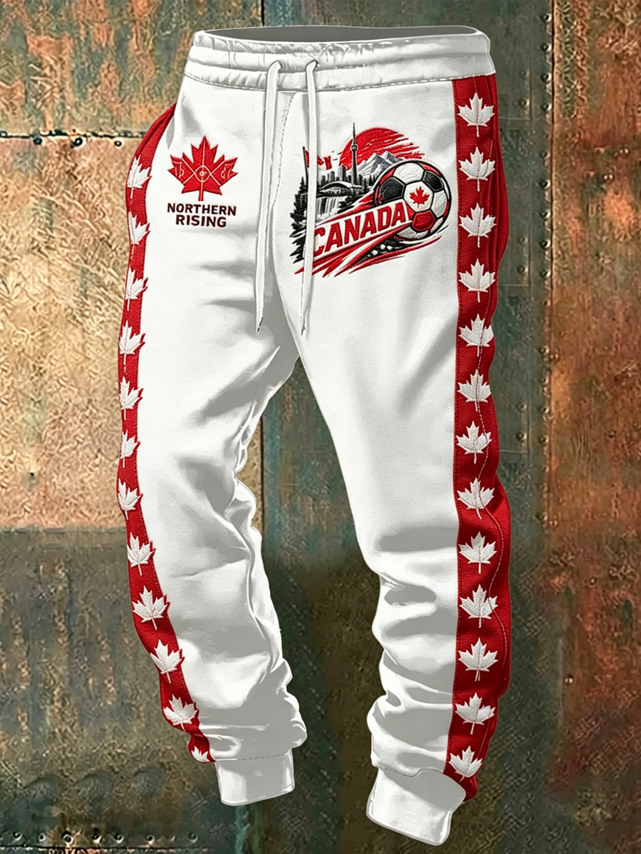 Men's Canada Soccer Printed Drawstring Sports Pants