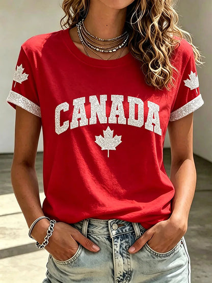 Women's Canada Print Casual T-shirt