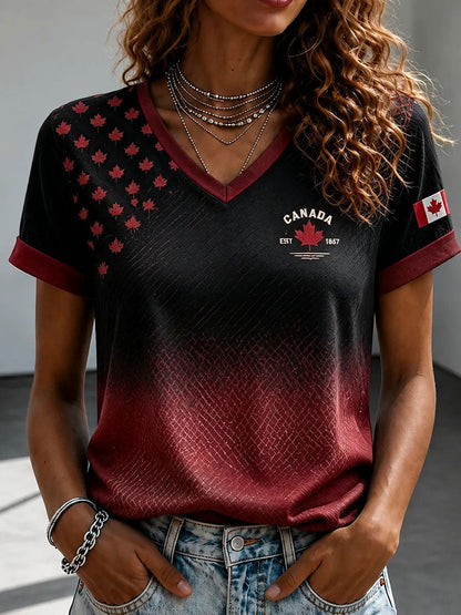 Women's Canada Print Casual T-shirt