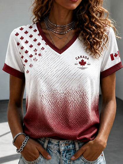 Women's Canada Print Casual T-shirt