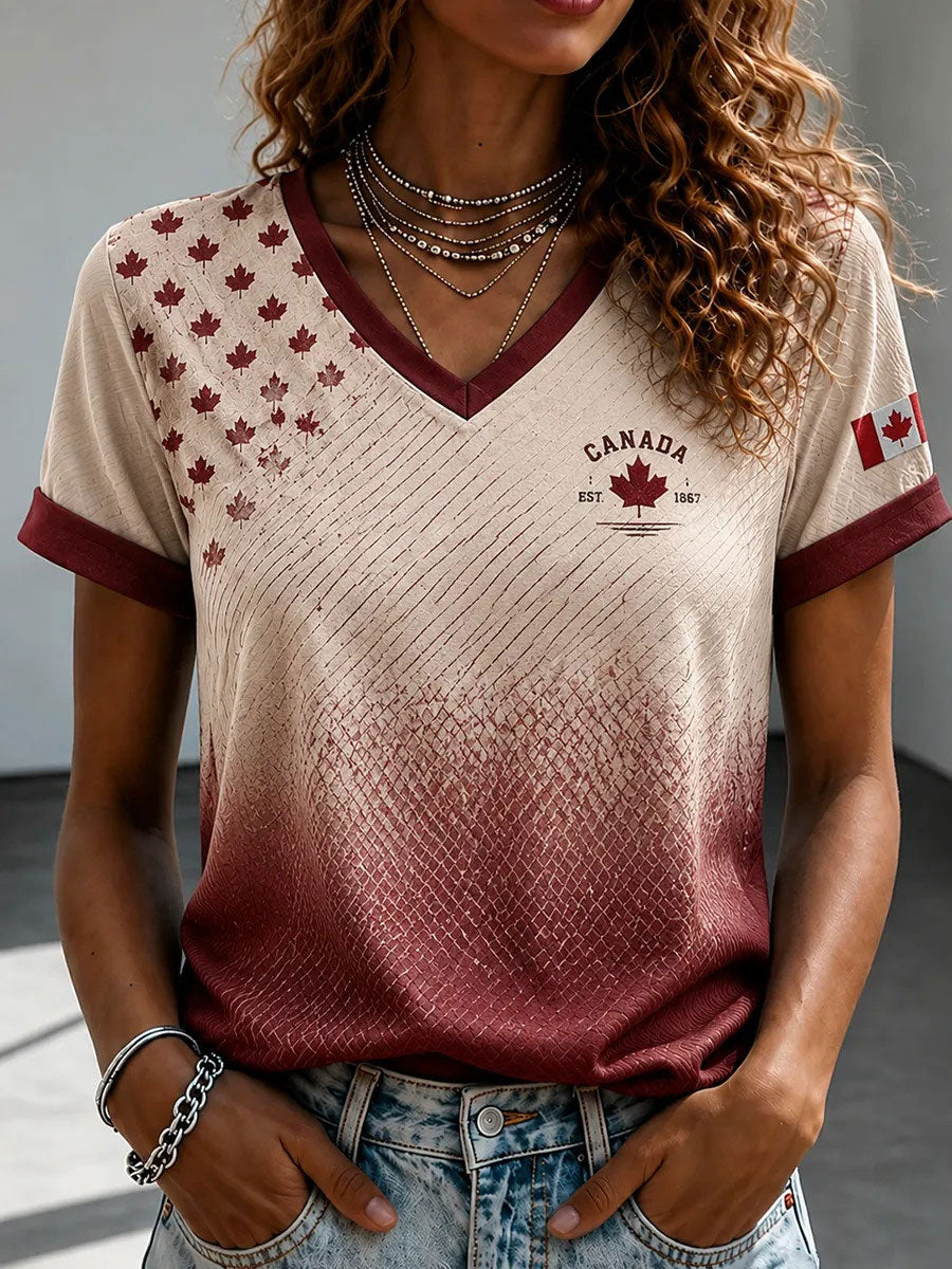 Women's Canada Print Casual T-shirt