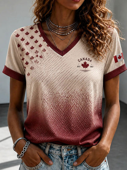 Women's Canada Print Casual T-shirt