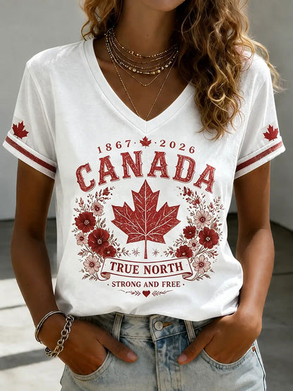 Women's Canada Print Casual T-shirt