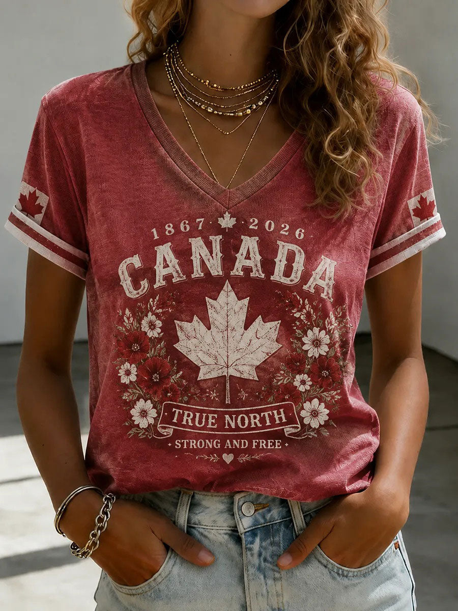 Women's Canada Print Casual T-shirt