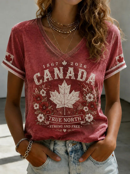 Women's Canada Print Casual T-shirt