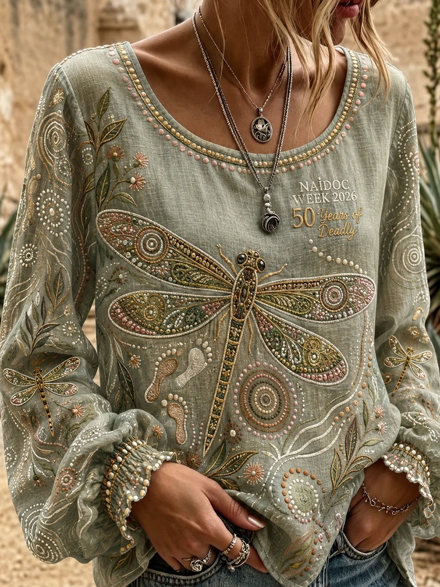 Women's Australia Naidoc Week Cotton-Linen Shirt