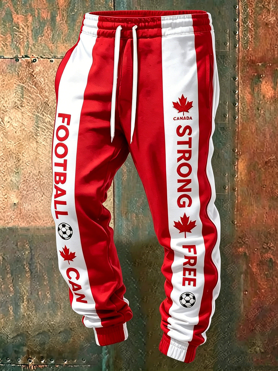 Men's Canada Football Printed Drawstring Sports Pants
