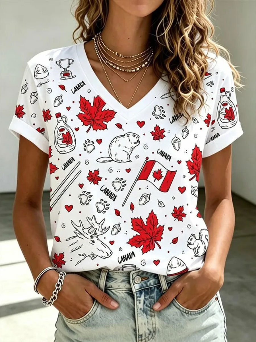 Women's Canada Print Casual T-shirt