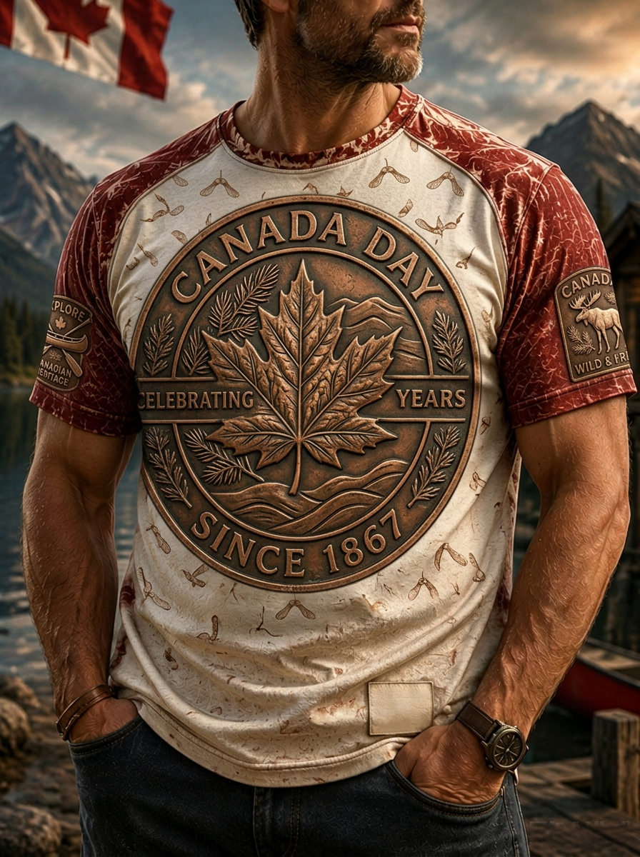 Men's Canada Day Casual Printed T-shirt