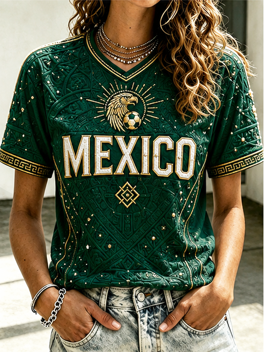 Women's Mexico Football Printed short-sleeved T-shirt