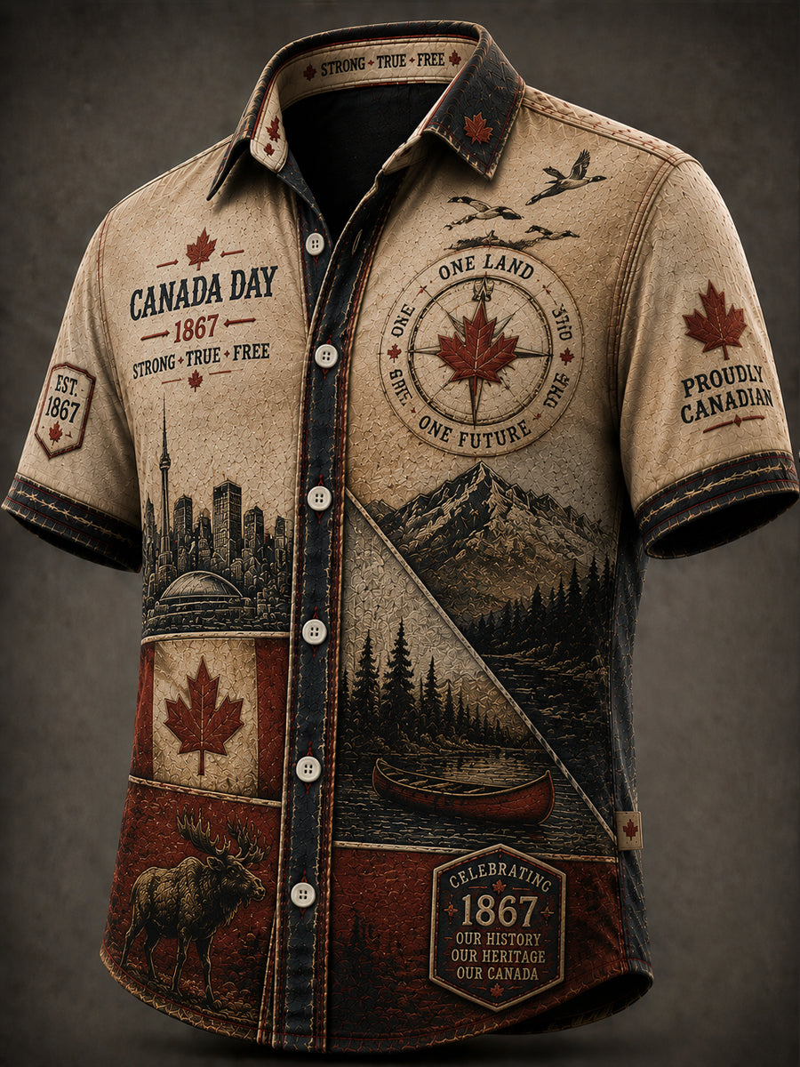 Men's  Canada Day Print Casual Shirt