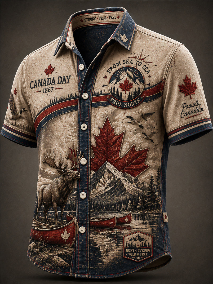 Men's  Canada Day Print Casual Shirt