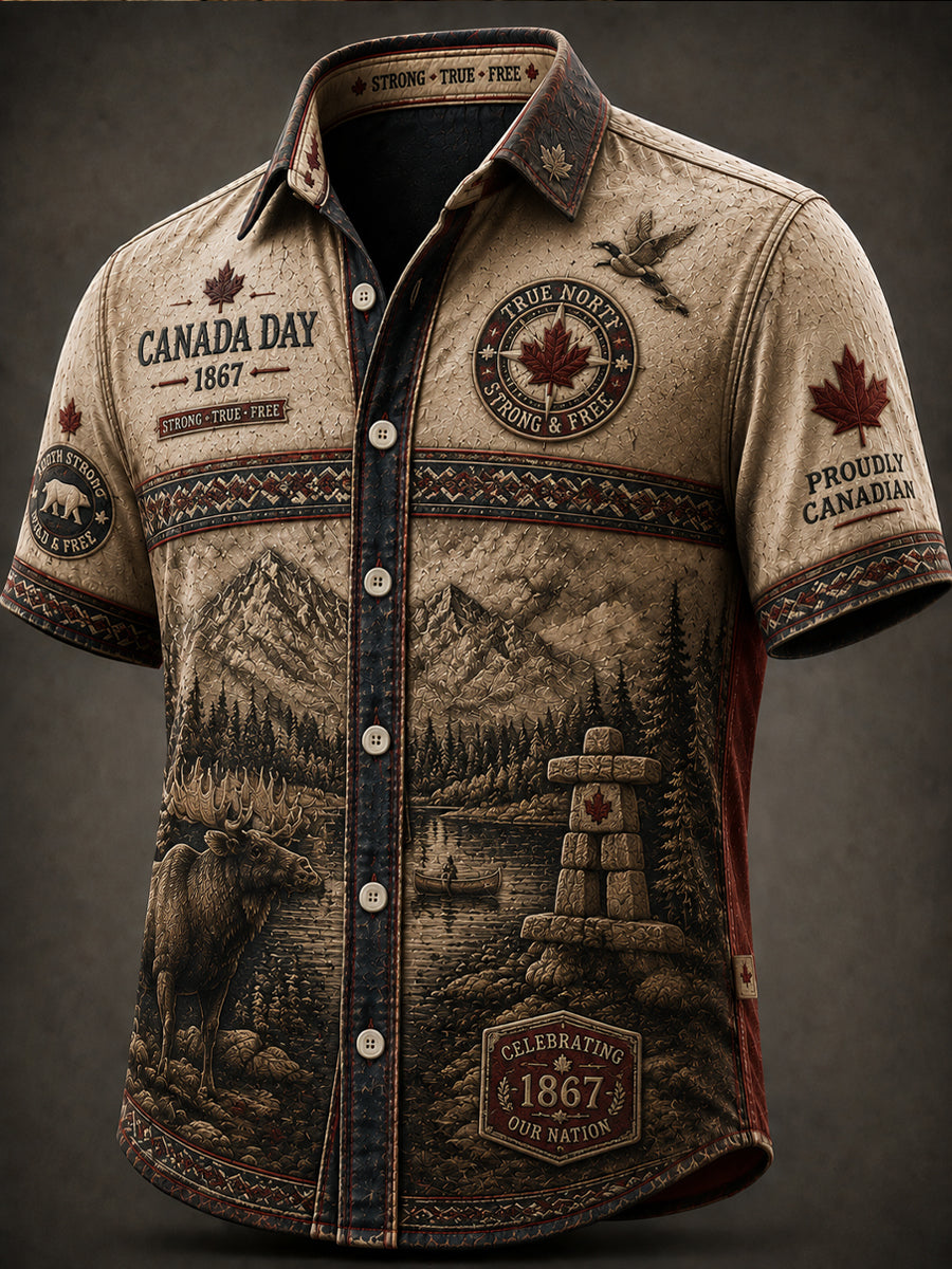 Men's  Canada Day Print Casual Shirt