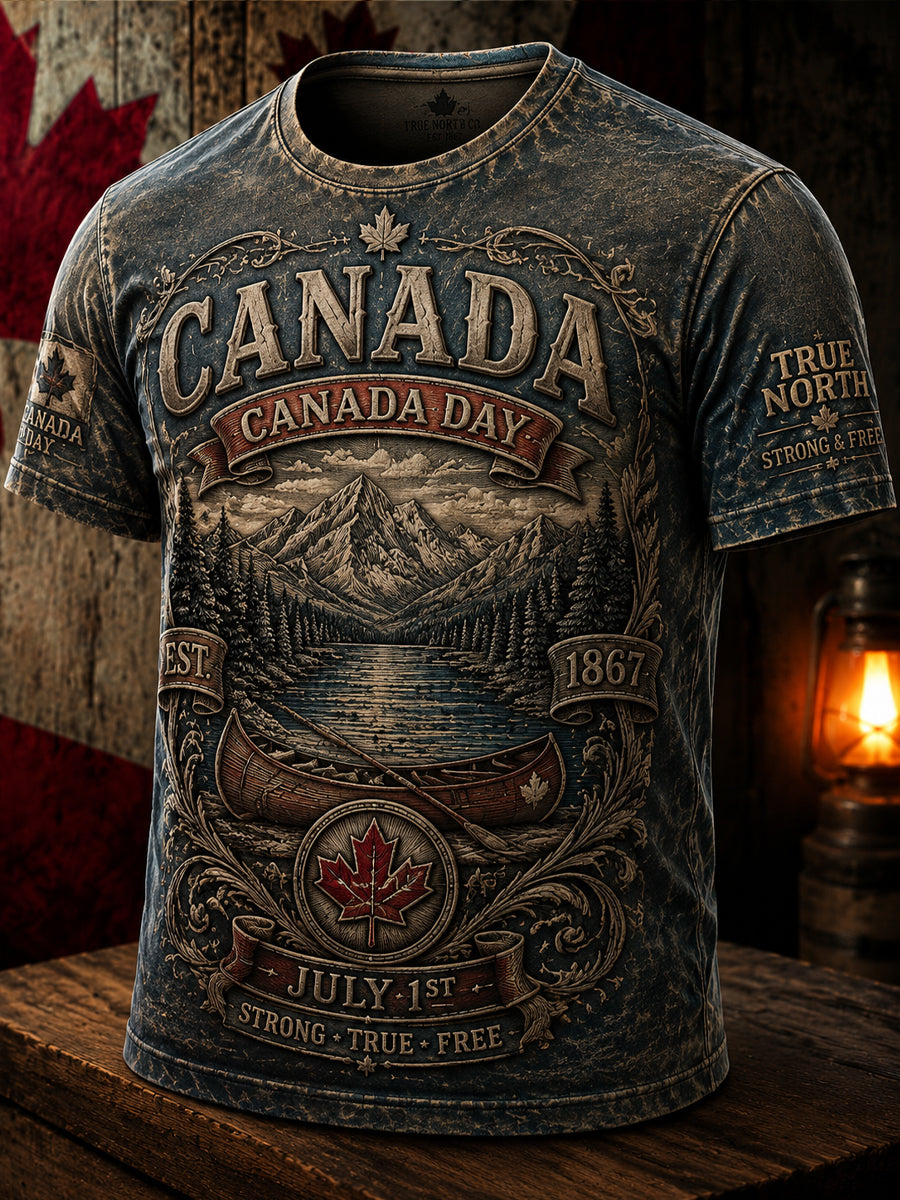 Men's Canada Day Printed Casual Short-Sleeve T-Shirt