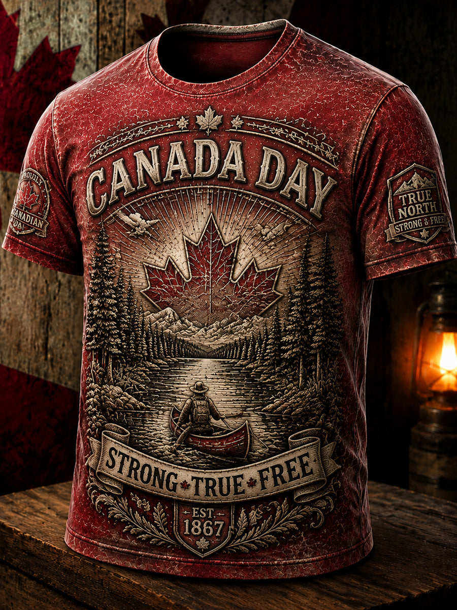 Men's Canada Day Printed Casual Short-Sleeve T-Shirt