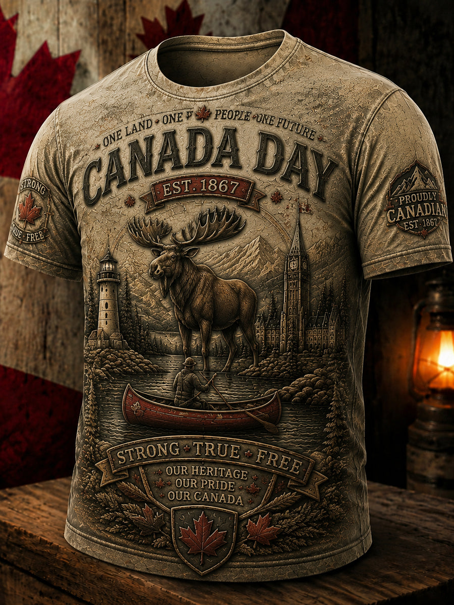 Men's Canada Day Printed Casual Short-Sleeve T-Shirt