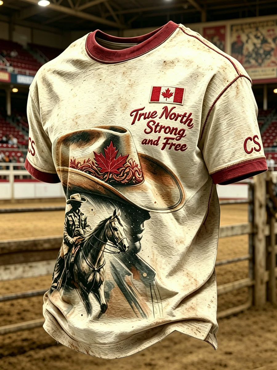 Men's Calgary Stampede Printed Vintage Fashion Loose Short Sleeve T-Shirt
