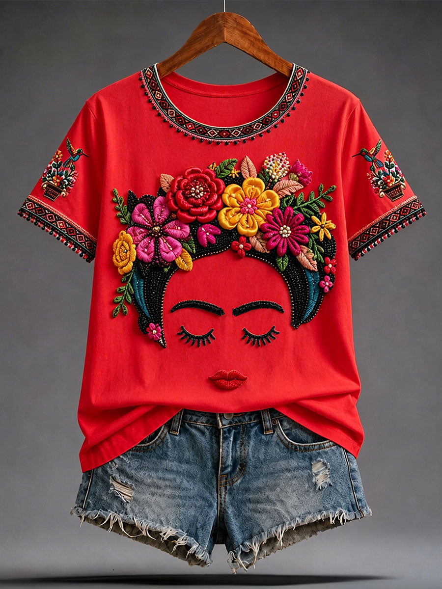 Women's Guelaguetza Mexico Lele Doll Art Printed T-shirt