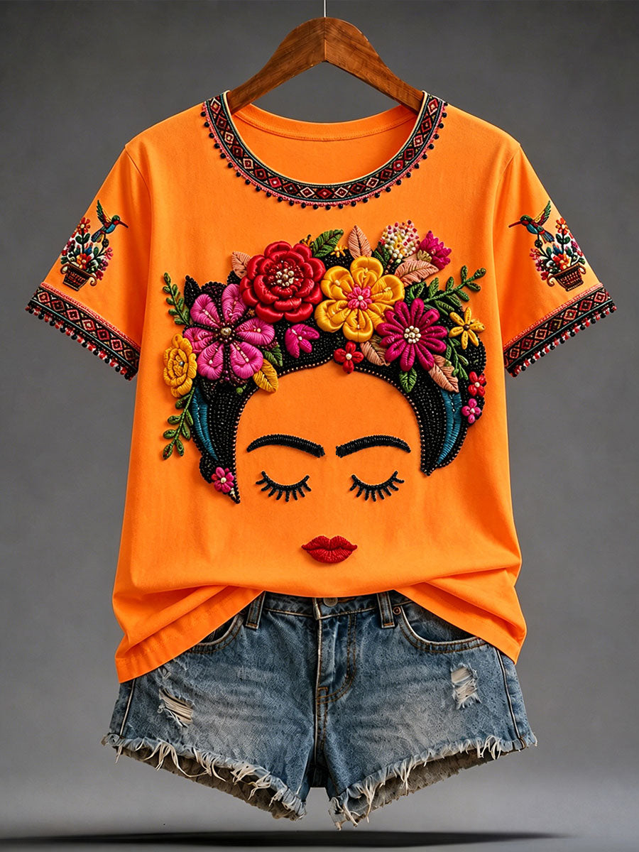 Women's Guelaguetza Mexico Lele Doll Art Printed T-shirt