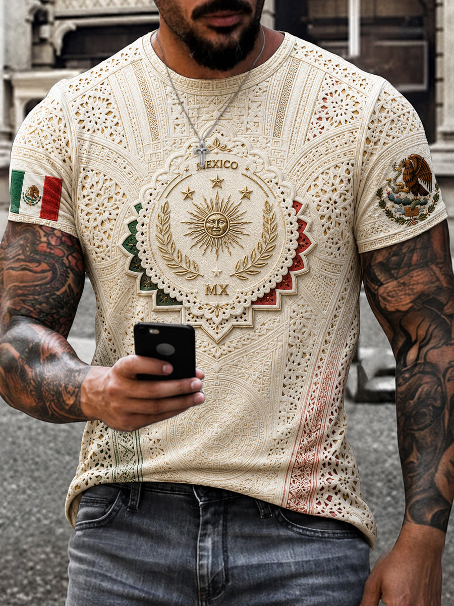 Men's Mexico Football Lover Papel Picado Art Printed T-shirt