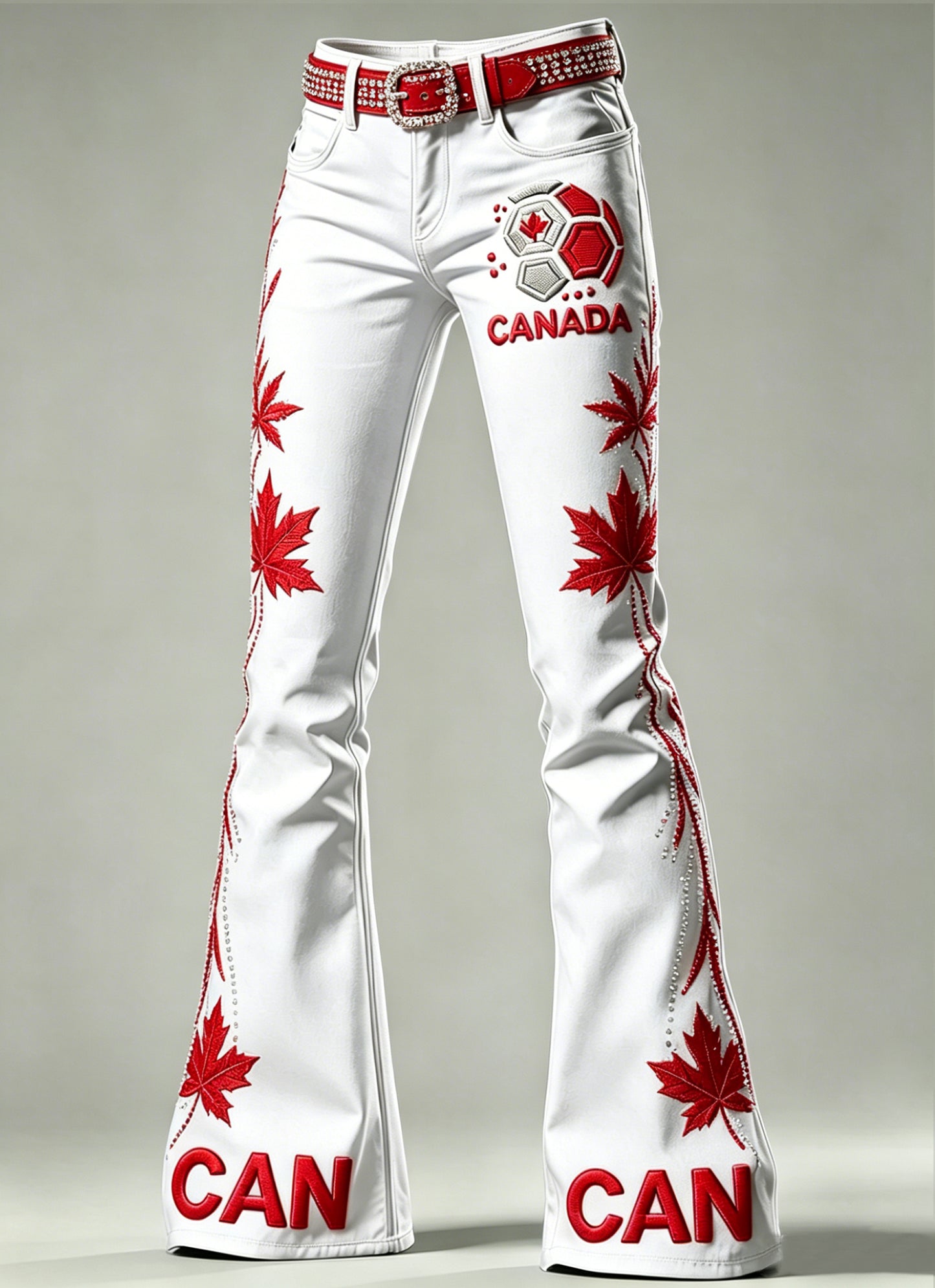Women's Art Canada Soccer Print Flared Trousers