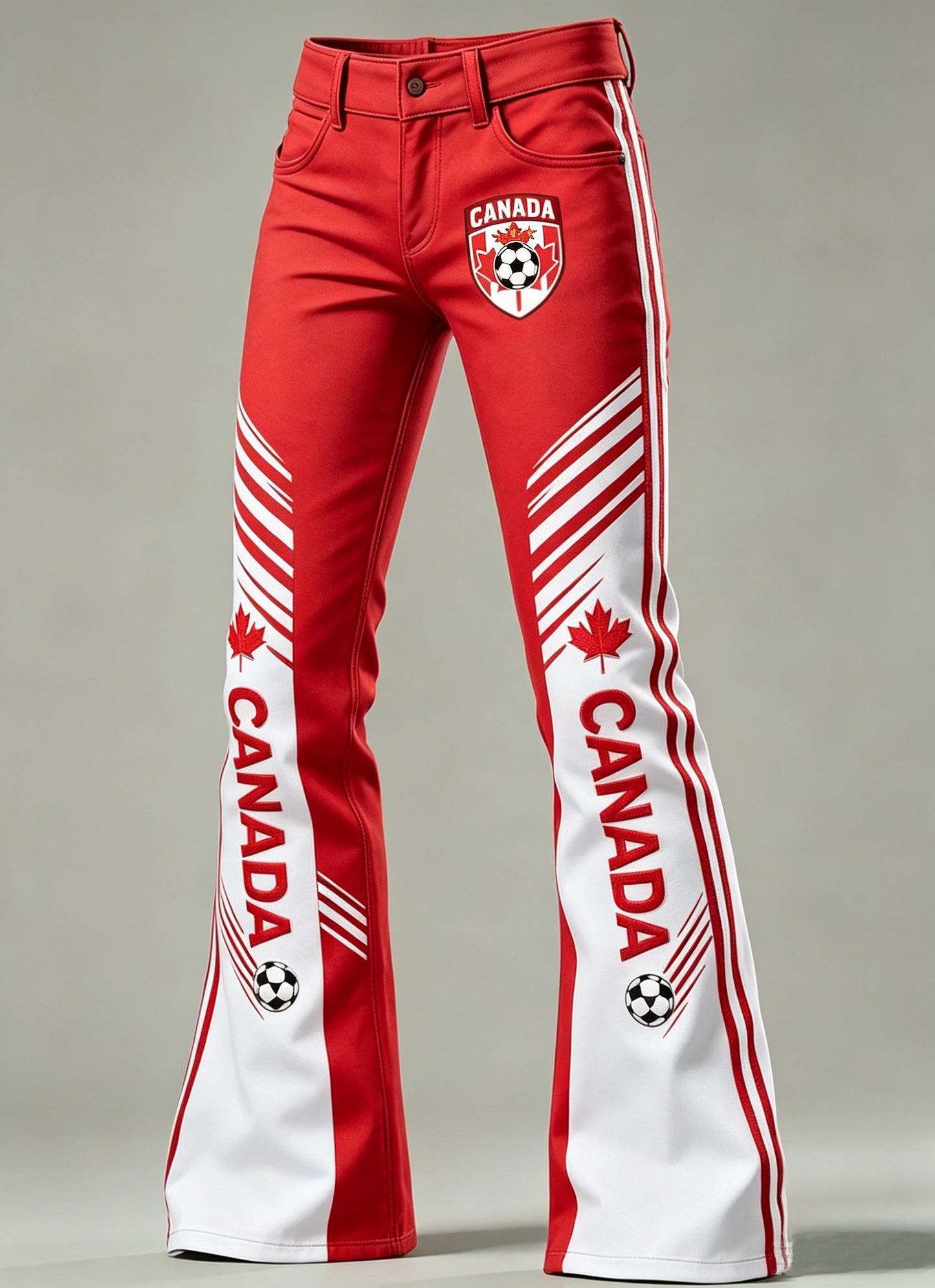 Women's Art Canada Soccer Print Flared Trousers