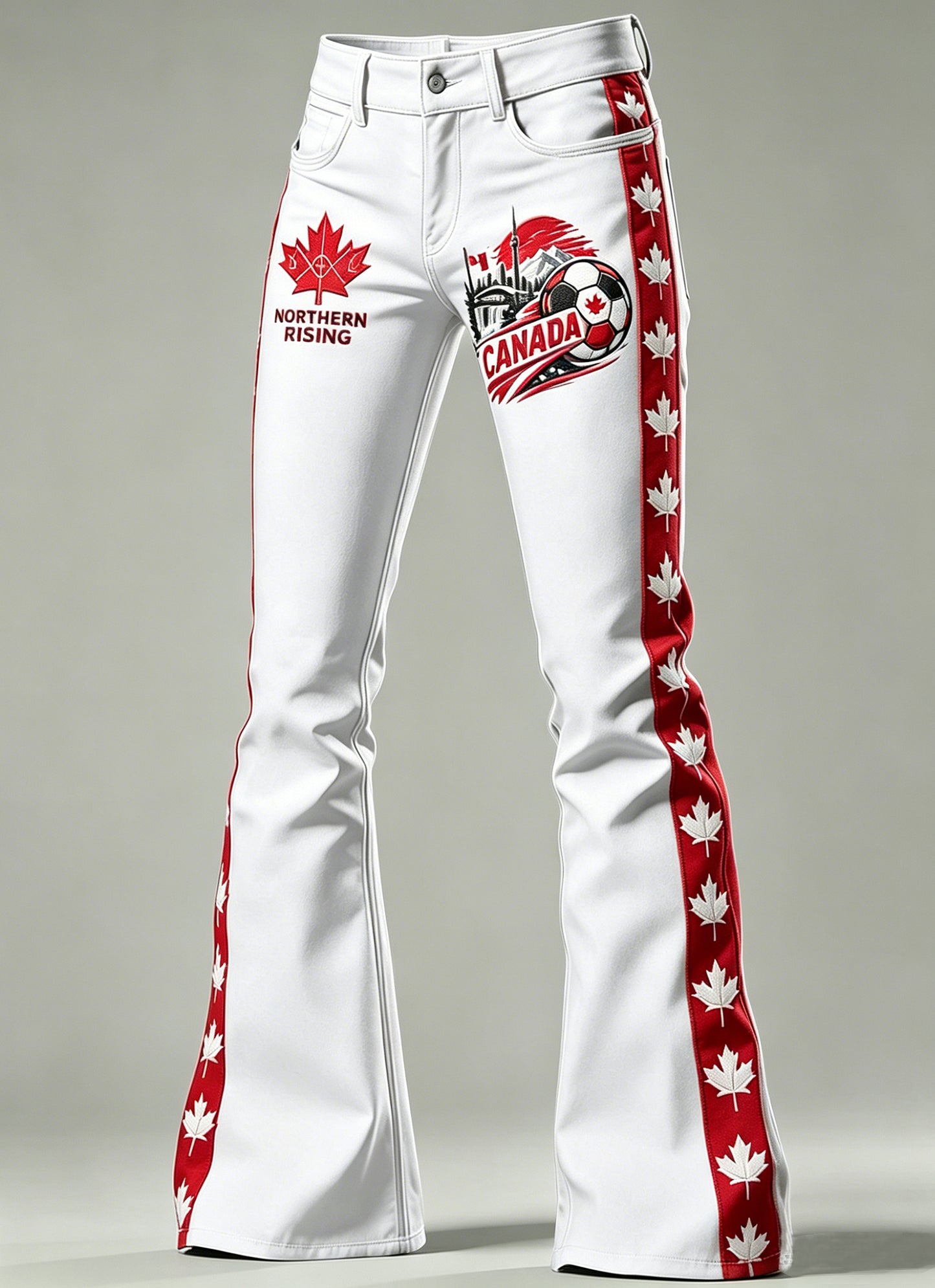 Women's Art Canada Soccer Print Flared Trousers