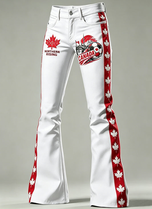 Women's Art Canada Soccer Print Flared Trousers