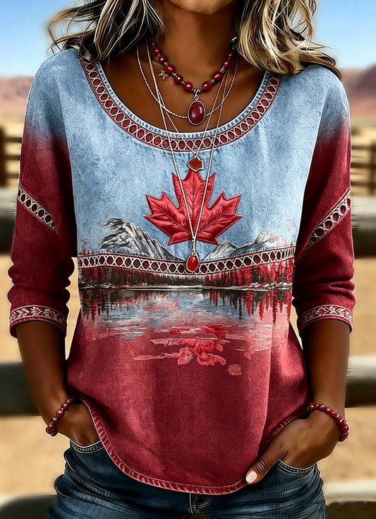 Women's Vintage Canada Calgary Stampede Print Casual Shirt