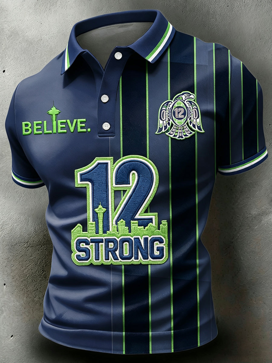Men's Seattle Rugby polo Neck Short Sleeve T-Shirt