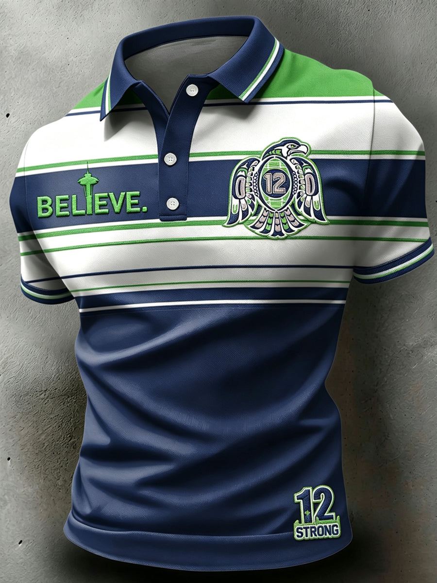 Men's Seattle Rugby polo Neck Short Sleeve T-Shirt
