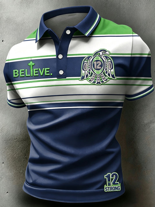 Men's Seattle Rugby polo Neck Short Sleeve T-Shirt