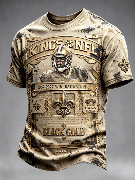 Men’s New Orleans Saints Retro Print Casual T-shirt