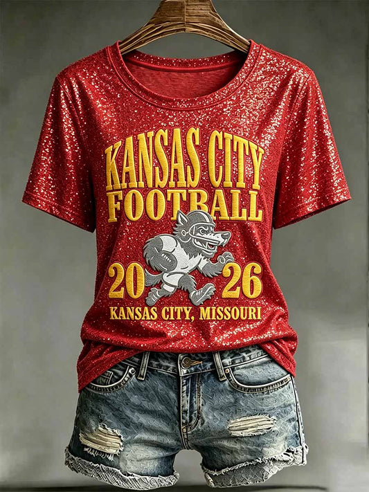 Women's Kansas City Chiefs Football Game Printed T-Shirt
