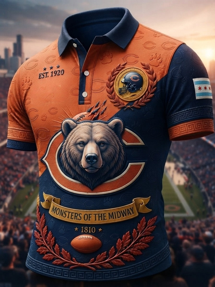 Men's Rugby Chicago Bears Printed Polo Shirt