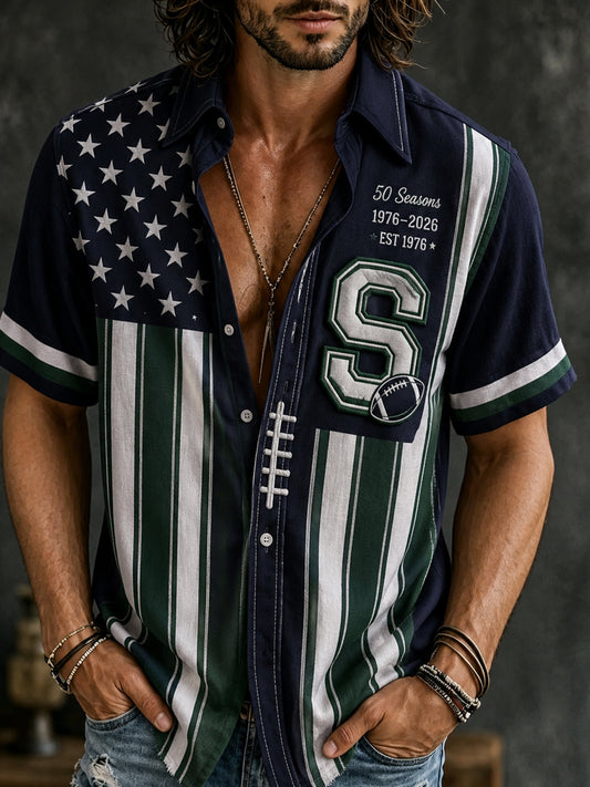 Men's Seattle Seahawks 50th Anniversary Art Print Short-Sleeve Shirt