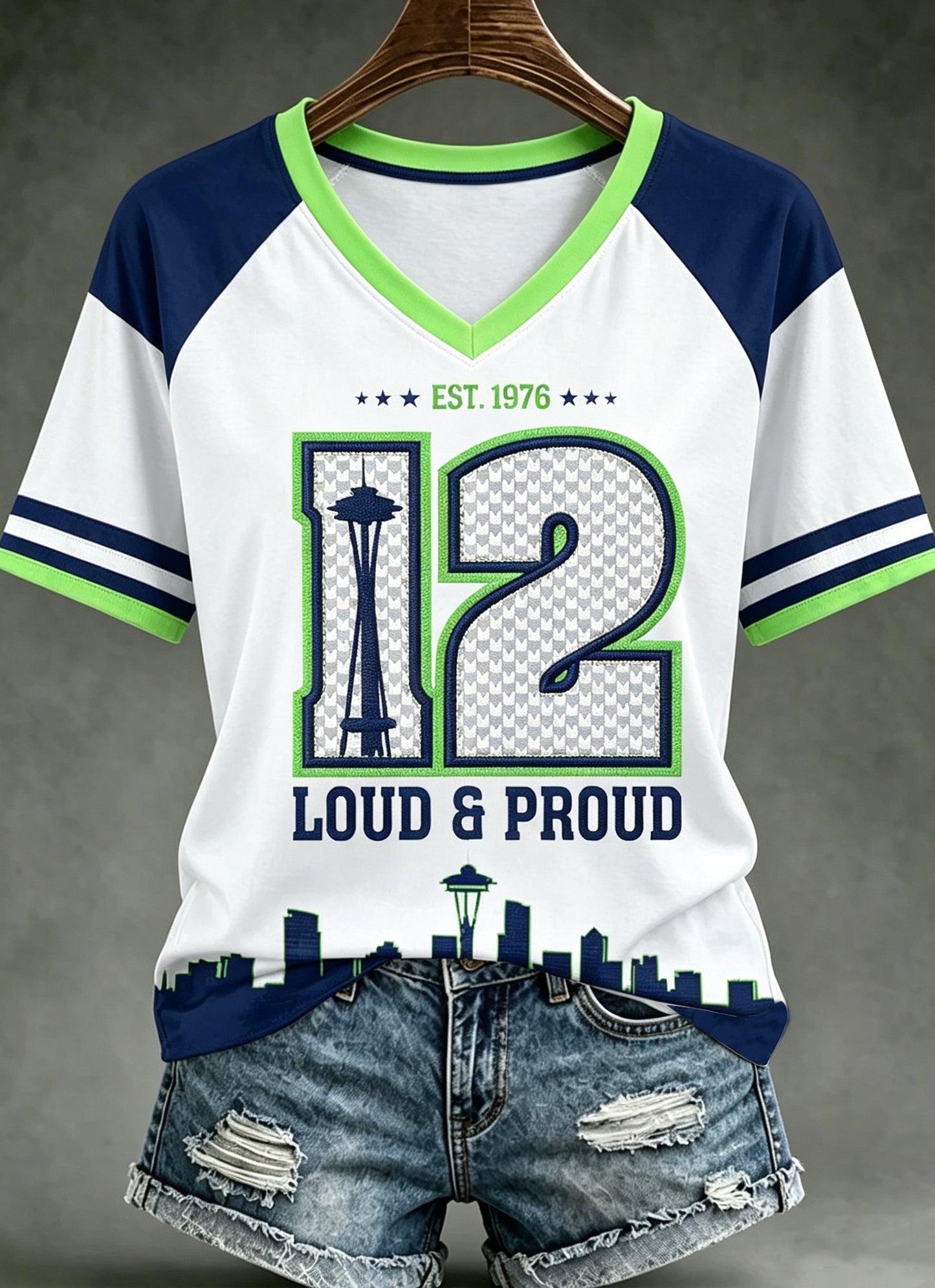 Women's Seattle Rugby Printed Vintage Fashion Loose Short Sleeve T-Shirt