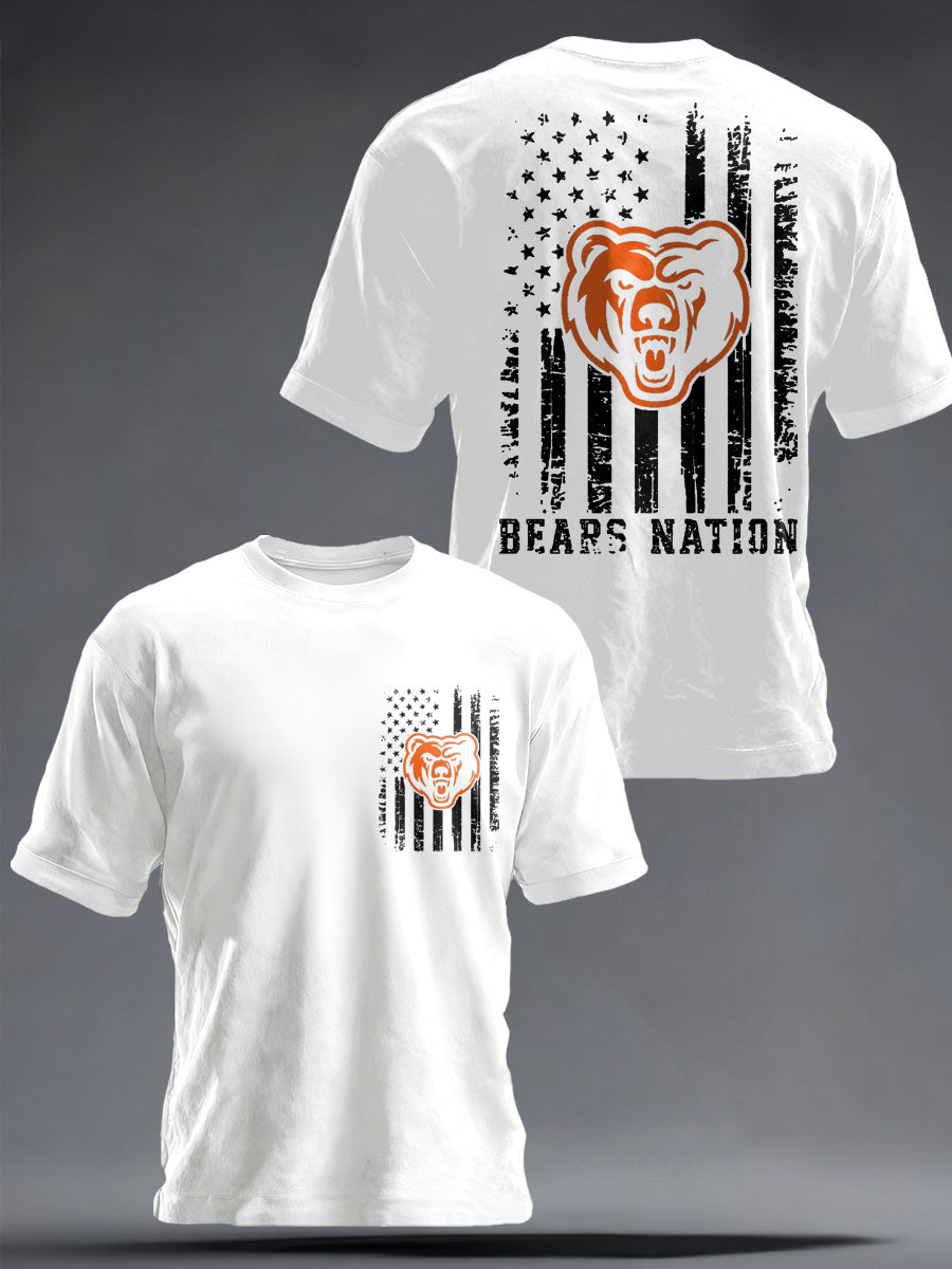 Men's Football Bears Nation Lover Printed  T-shirt