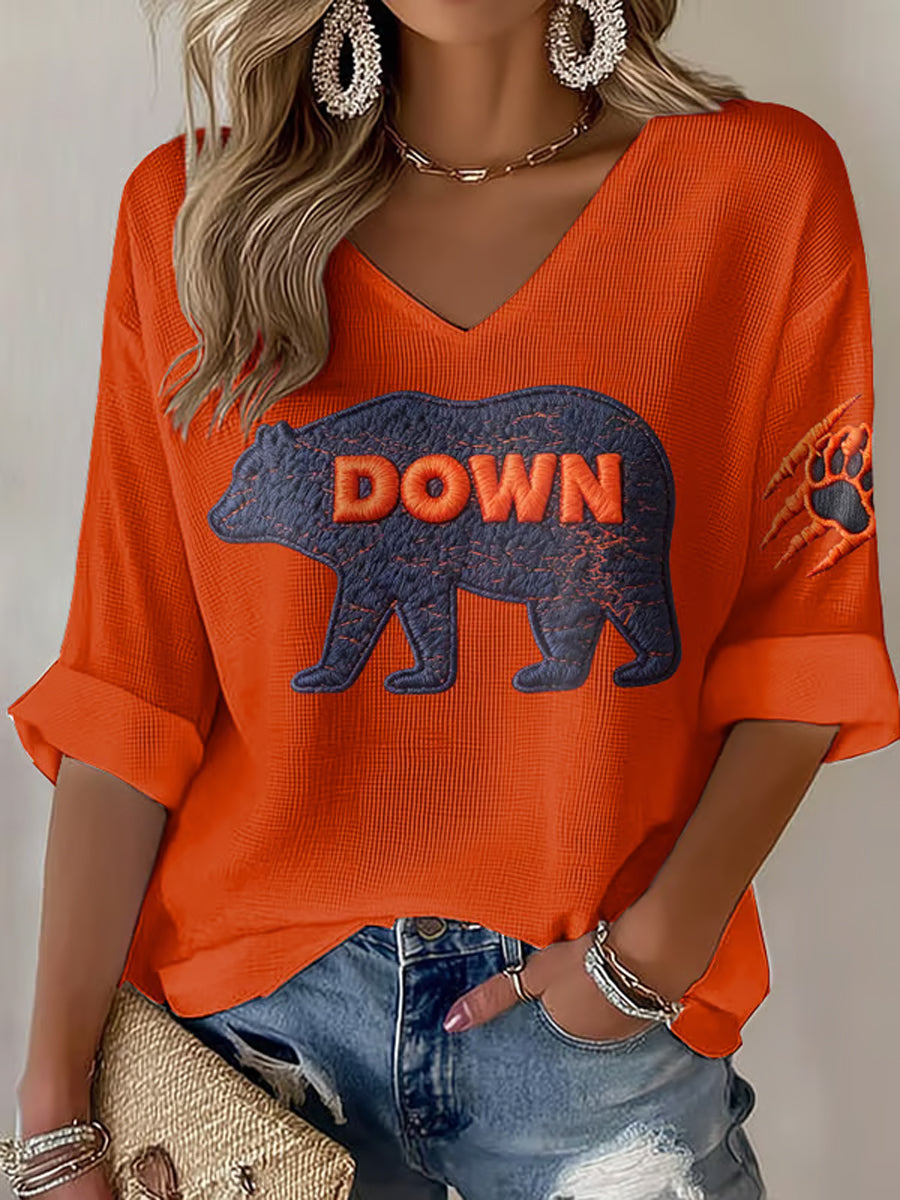 Women's Football Fans Gameday Casual Waffle T-shirt
