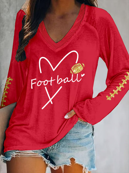 Women's Football Fans Lovers Gameday Casual Long Sleeve T-Shirt