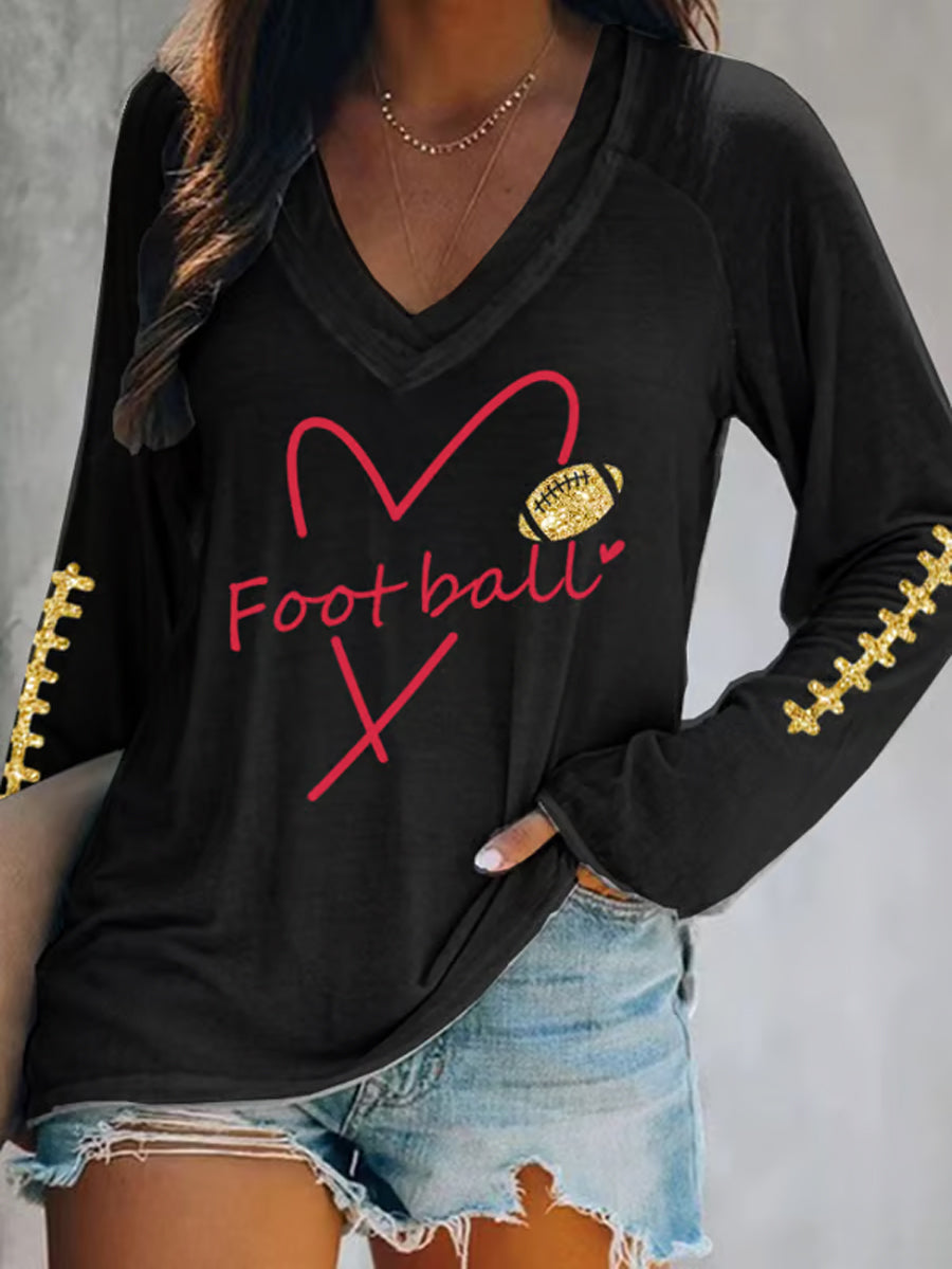 Women's Football Fans Lovers Gameday Casual Long Sleeve T-Shirt
