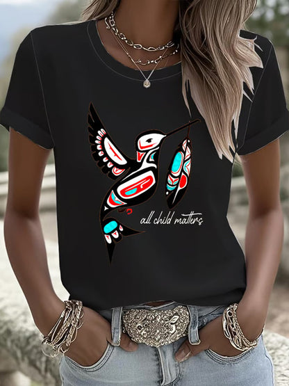 Women's All Child Matters Printed Casual T-shirt