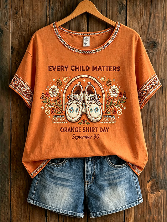 Women's Every Child Matters Printed Vintage Fashion Loose Short Sleeve T-Shirt
