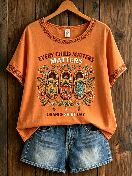 Women's Every Child Matters Printed Vintage Fashion Loose Short Sleeve T-Shirt