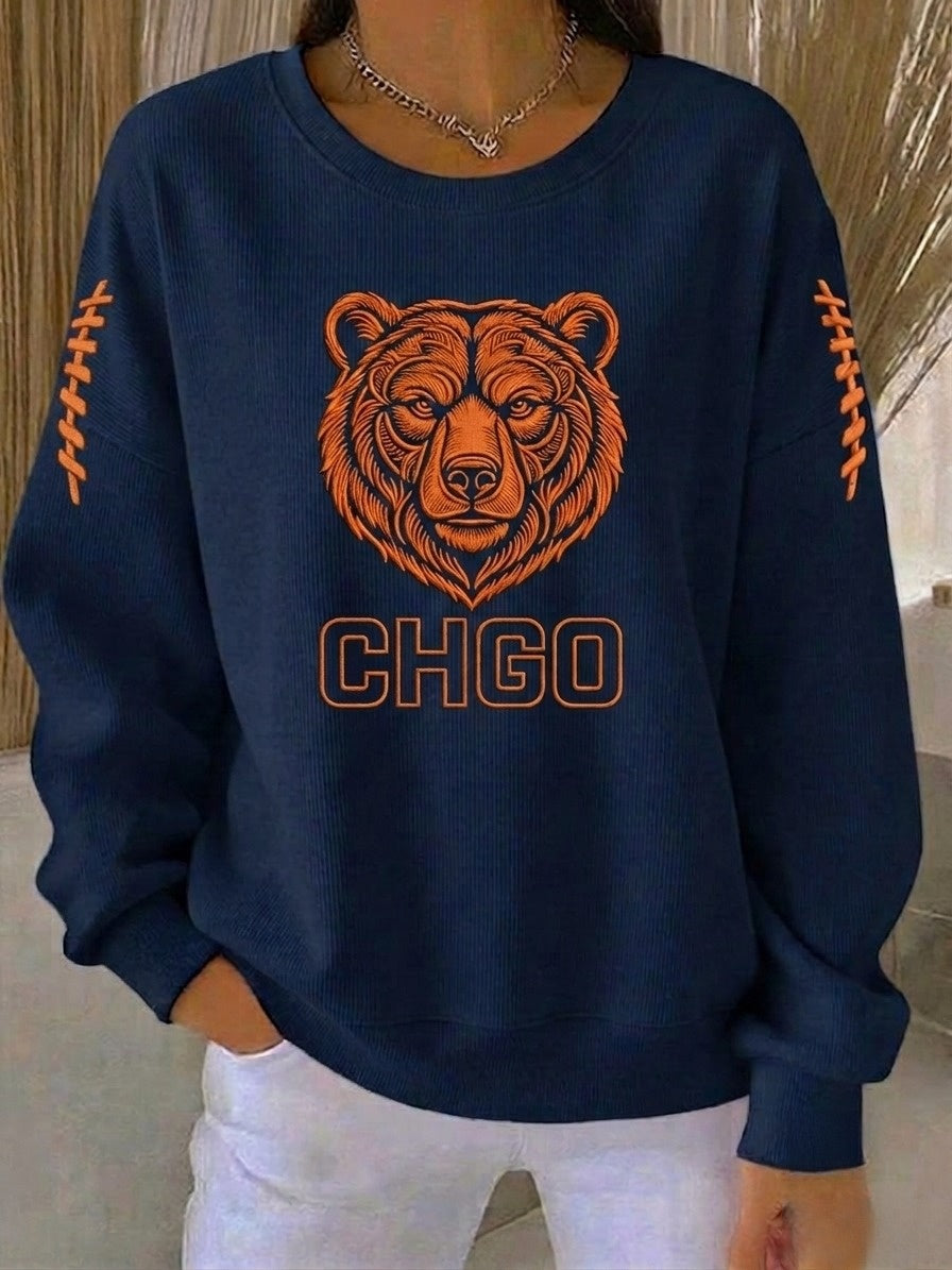 Women's Retro Chicago Bears Rugby Sweatshirt