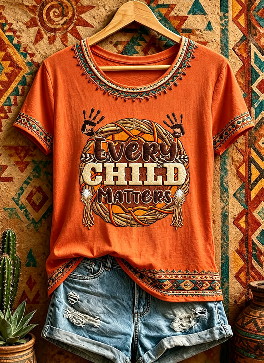 Women's Every Child Matters Printed Vintage Fashion Loose Short Sleeve T-Shirt