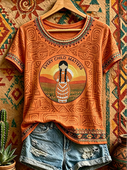Women's Every Child Matters Printed Vintage Fashion Loose Short Sleeve T-Shirt